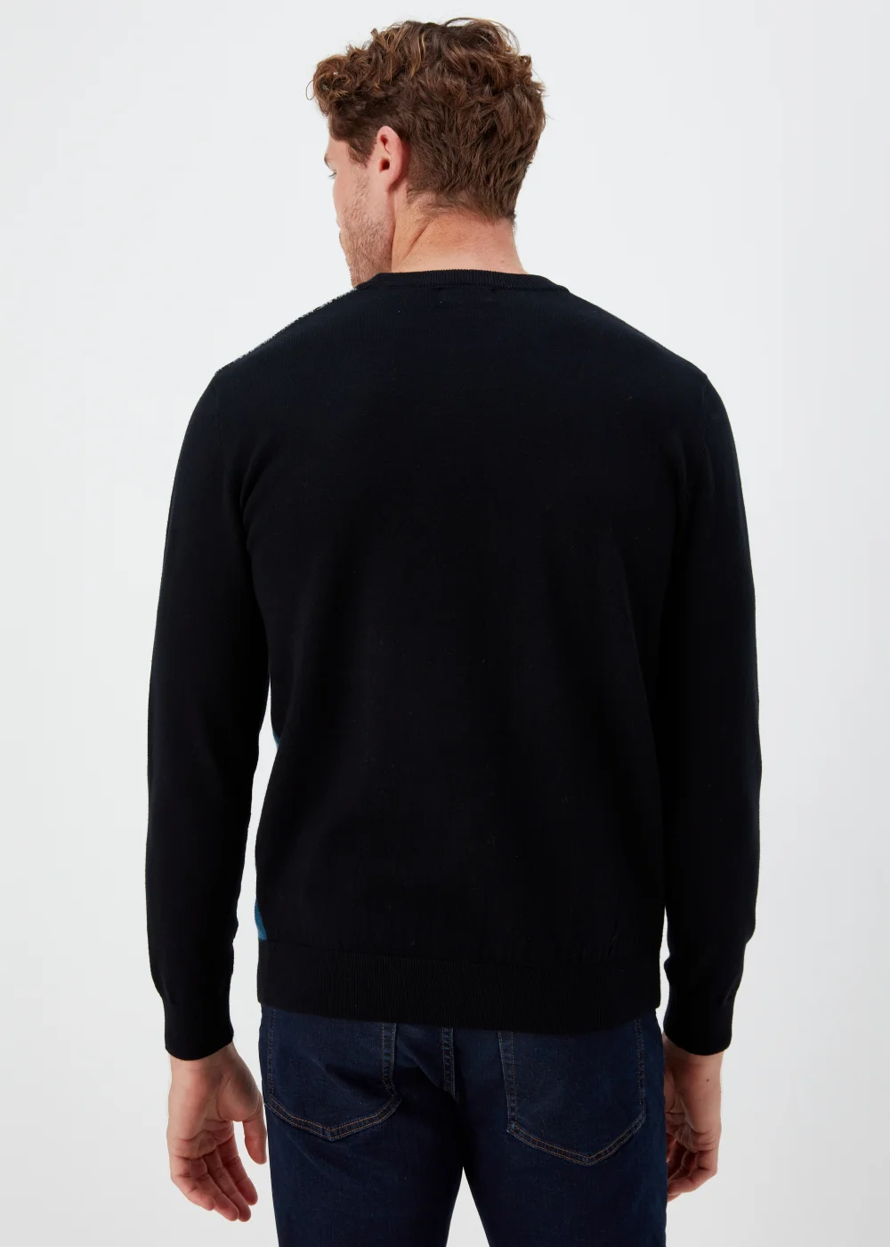 Black Block Print Crewneck Long Sleeve Jumper - S Image 2