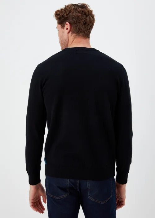 Black Block Print Crewneck Long Sleeve Jumper - S Image 2