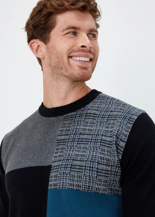 Black Block Print Crewneck Long Sleeve Jumper - S Image 3