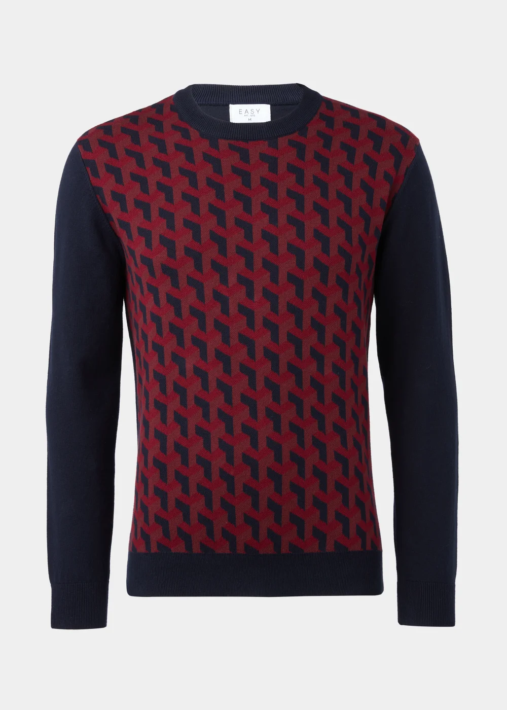 Burgundy Geo Print Crewneck Long Sleeve Jumper - Small Image 5
