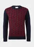 Burgundy Geo Print Crewneck Long Sleeve Jumper - Small Image 5