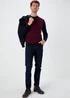 Burgundy Geo Print Crewneck Long Sleeve Jumper - Small Image 4
