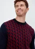 Burgundy Geo Print Crewneck Long Sleeve Jumper - Small Image 3