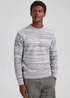 Ecru Stripe Textured Knitted Jumper - Small Image 1