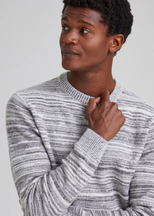 Ecru Stripe Textured Knitted Jumper - Small Image 3