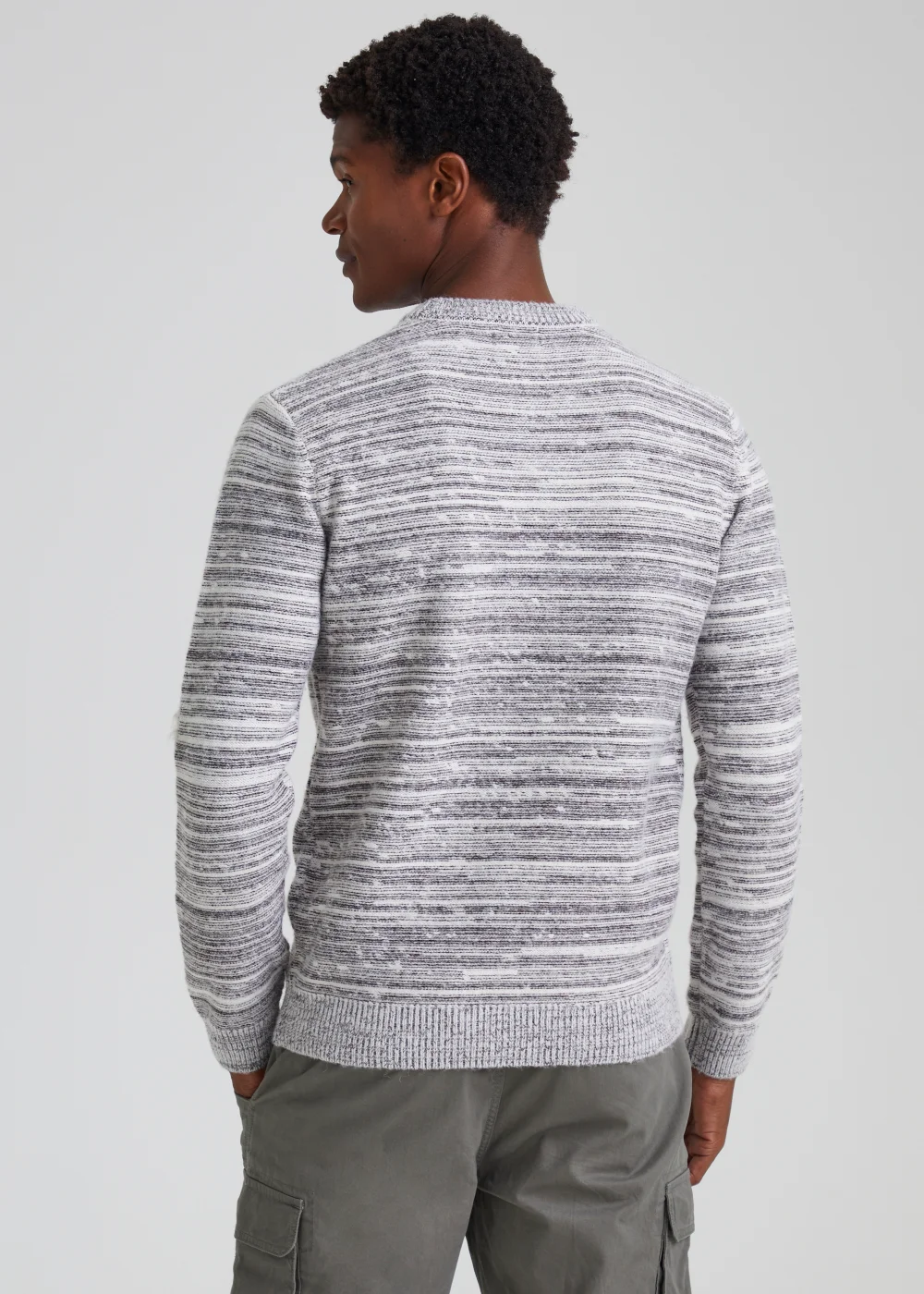 Ecru Stripe Textured Knitted Jumper - Small Image 2