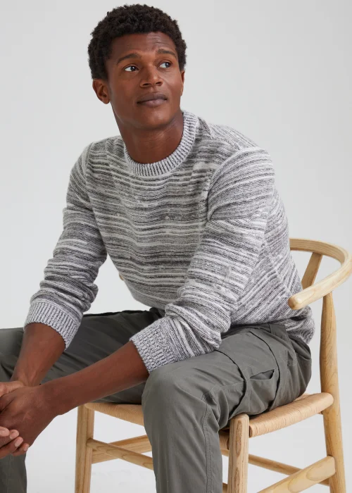 Ecru Stripe Textured Knitted Jumper - Small Image 4