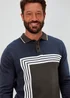 Khaki Block Print Long Sleeve Polo Shirt - S Image 3