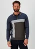 Khaki Block Print Long Sleeve Polo Shirt - S Image 1