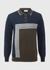 Khaki Block Print Long Sleeve Polo Shirt - S Image 5