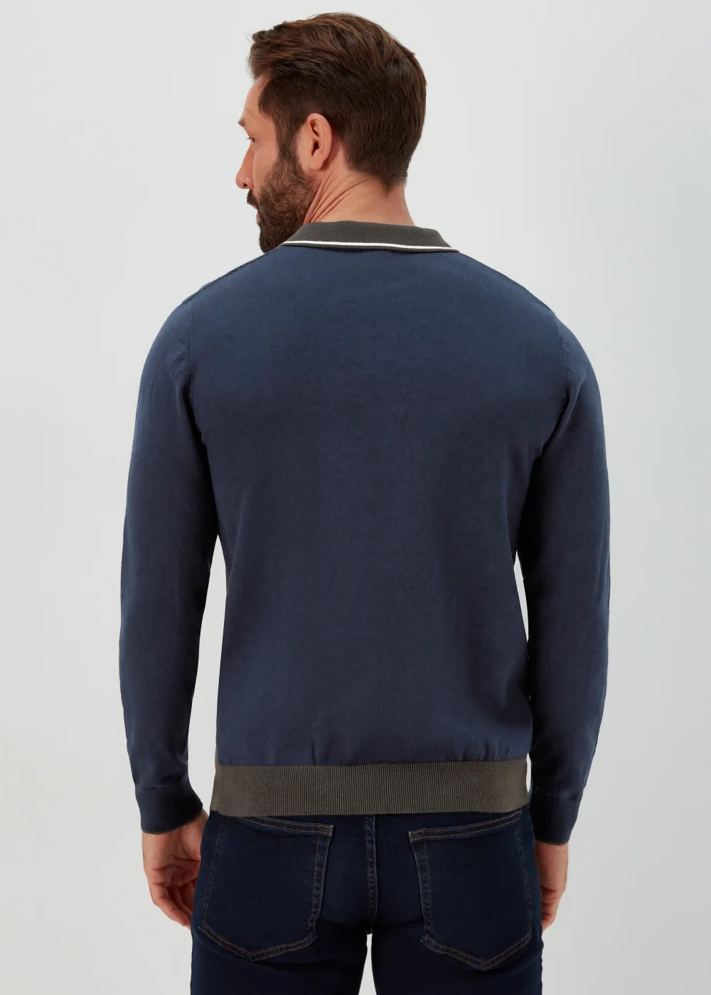Khaki Block Print Long Sleeve Polo Shirt - S Image 2