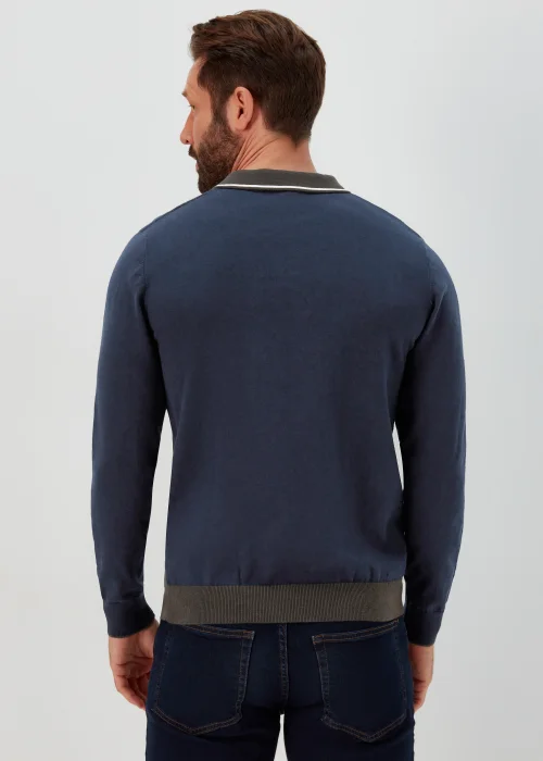 Khaki Block Print Long Sleeve Polo Shirt - S Image 2