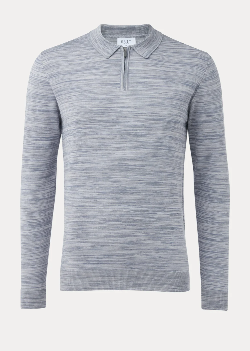 Blue Space Dye Zipped Polo Shirt - S Image 5