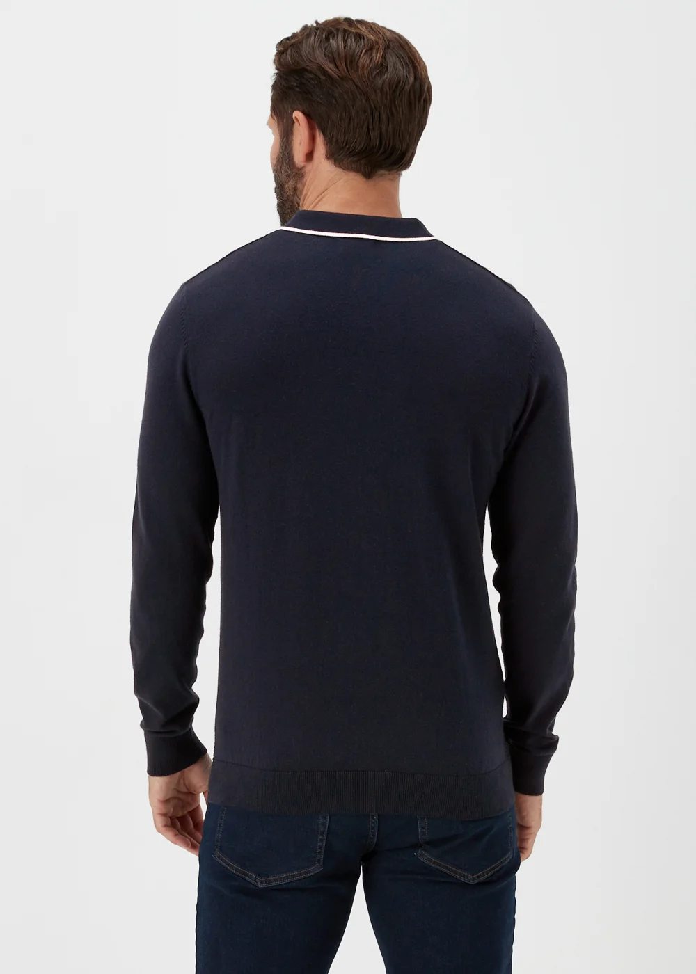 Navy Textured Polo Shirt - S Image 2