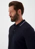 Navy Textured Polo Shirt - S Image 3