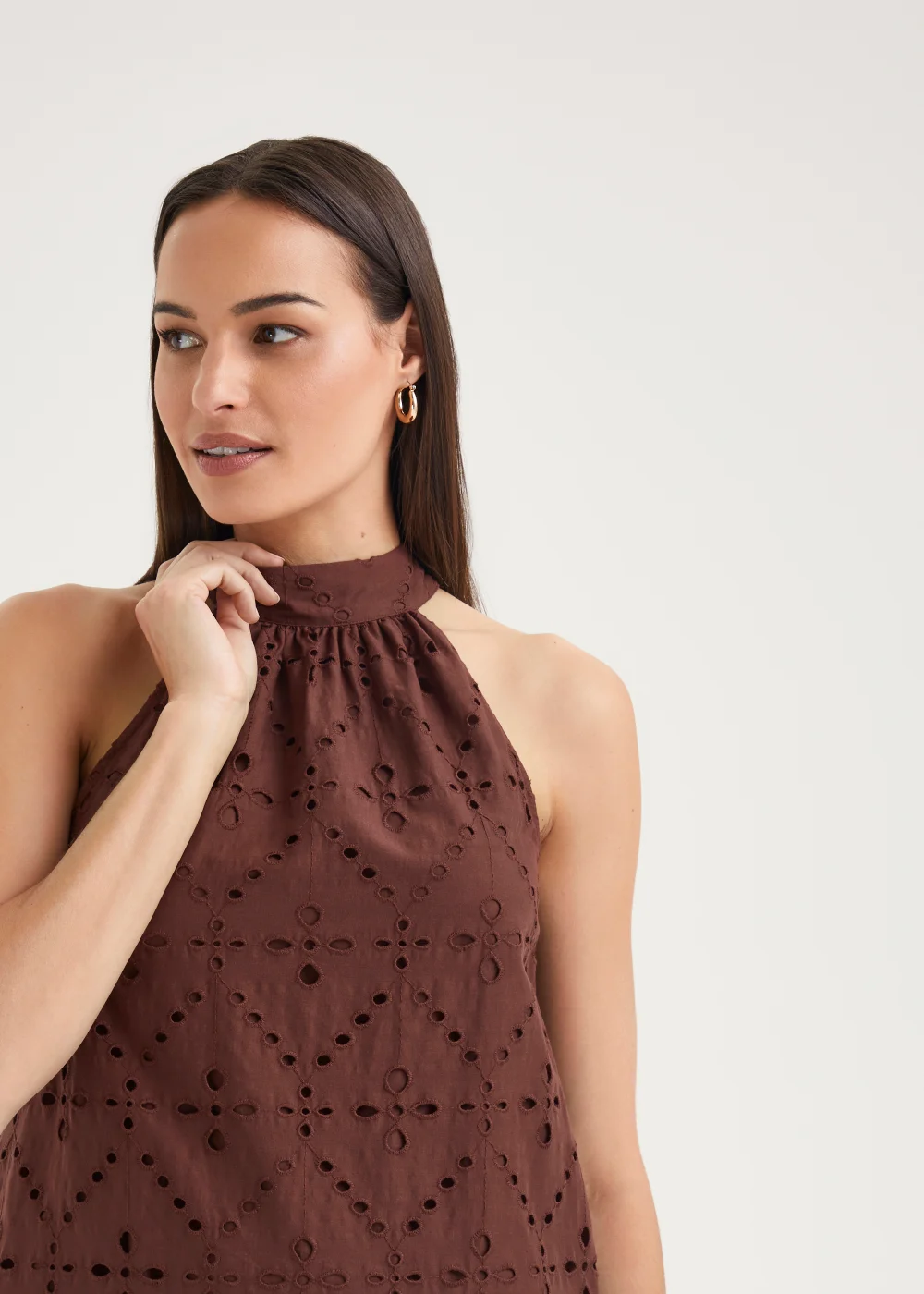 Et Vous Brown High Apex Schiffli Dress - 8 Image 3