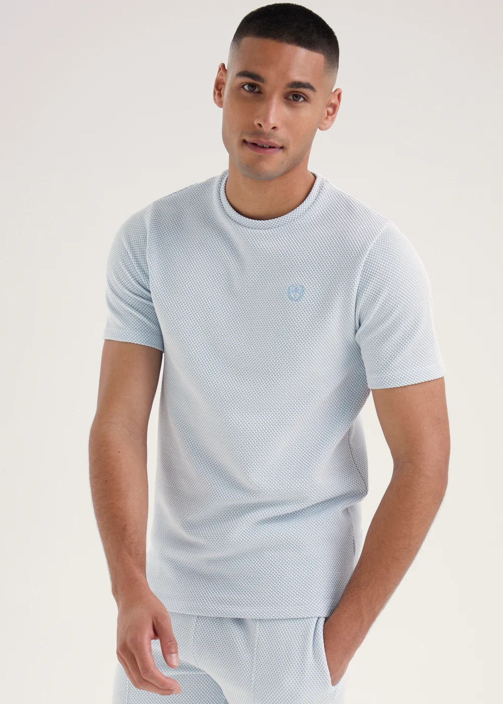 Blue Checkboard Co-Ord T-Shirt - Small Image 1