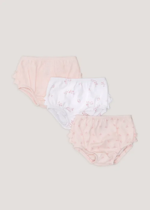 Baby 3 Pack Pink Frill Knickers (Newborn-23mths) - Age 0 - 3 Months Image 1