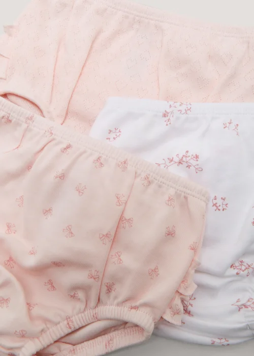 Baby 3 Pack Pink Frill Knickers (Newborn-23mths) - Age 0 - 3 Months Image 2
