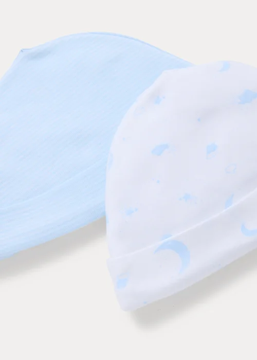 2 Pack Blue Layette Baby Hats - Age 0 - 3 Months Image 2