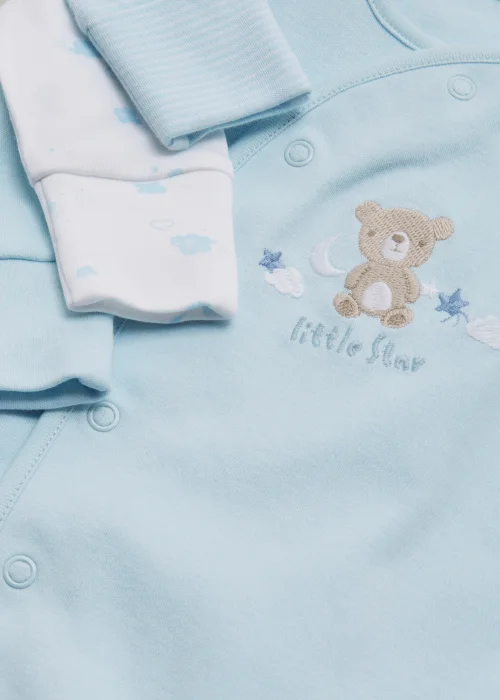 Baby 3 Pack Blue Layette Sleepsuit (Tiny Baby-18mths) - Tiny Baby Image 2