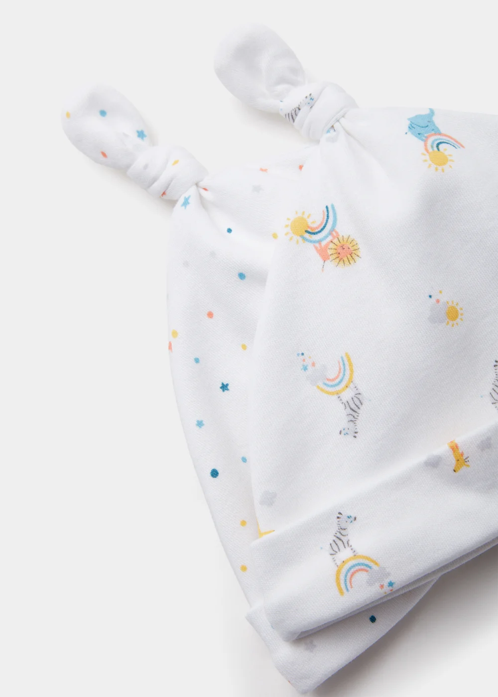 2 Pack White Rainbow Baby Hats (Newborn-6mths) - Age 0 - 3 Months Image 2