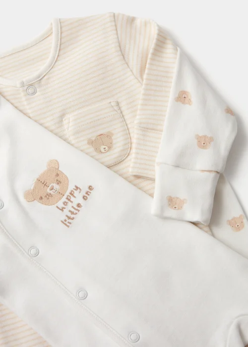 Baby 3 Pack Cream Bear Sleepsuits (Tiny Baby-18mths) - Tiny Baby Image 2