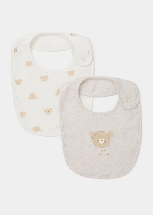 2 Pack Cream Bear Bibs - One Size Image 1