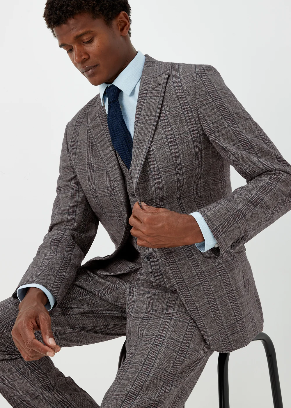 Taylor & Wright Lambeth Charcoal Check Tailored Fit Suit Jacket - 38 Chest Regular Image 3