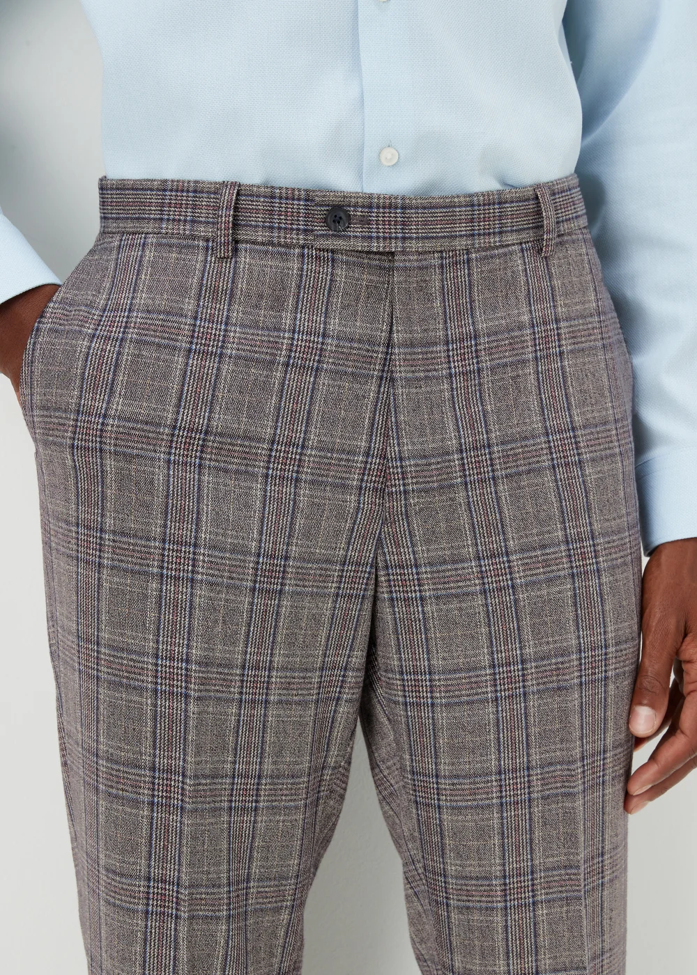 Taylor & Wright Lambeth Charcoal Check Tailored Fit Suit Trousers - 32 Waist Regular Image 3