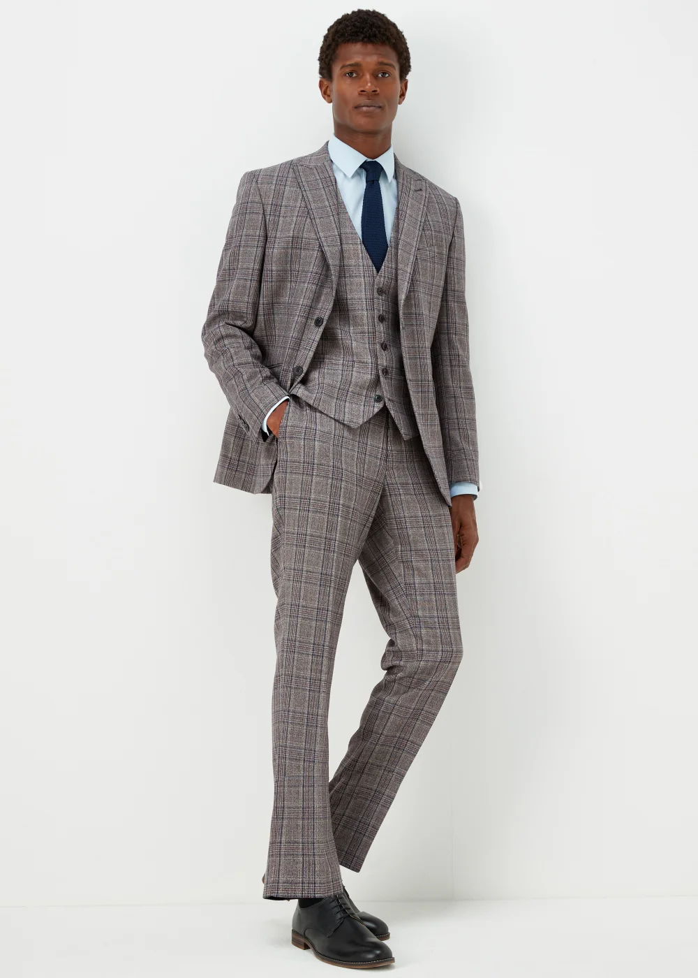 Taylor & Wright Lambeth Charcoal Check Tailored Fit Suit Trousers - 32 Waist Regular Image 4