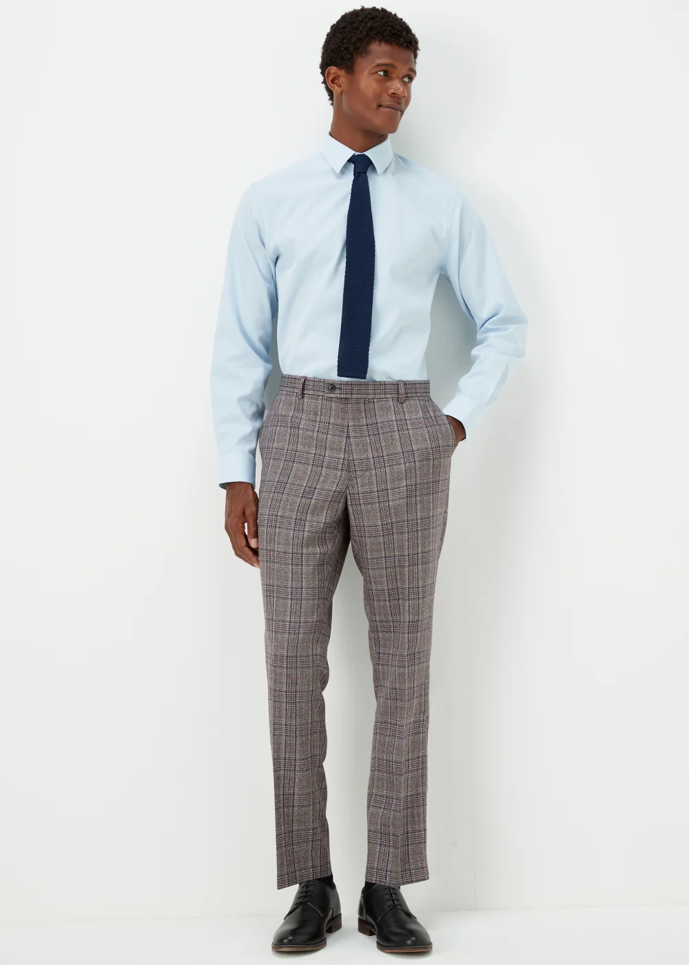 Taylor & Wright Lambeth Charcoal Check Tailored Fit Suit Trousers - 32 Waist Regular Image 1
