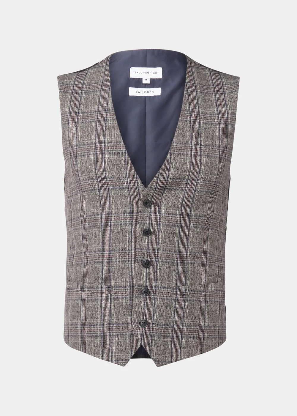 Taylor & Wright Lambeth Charcoal Check Suit Waistcoat - Small Image 5