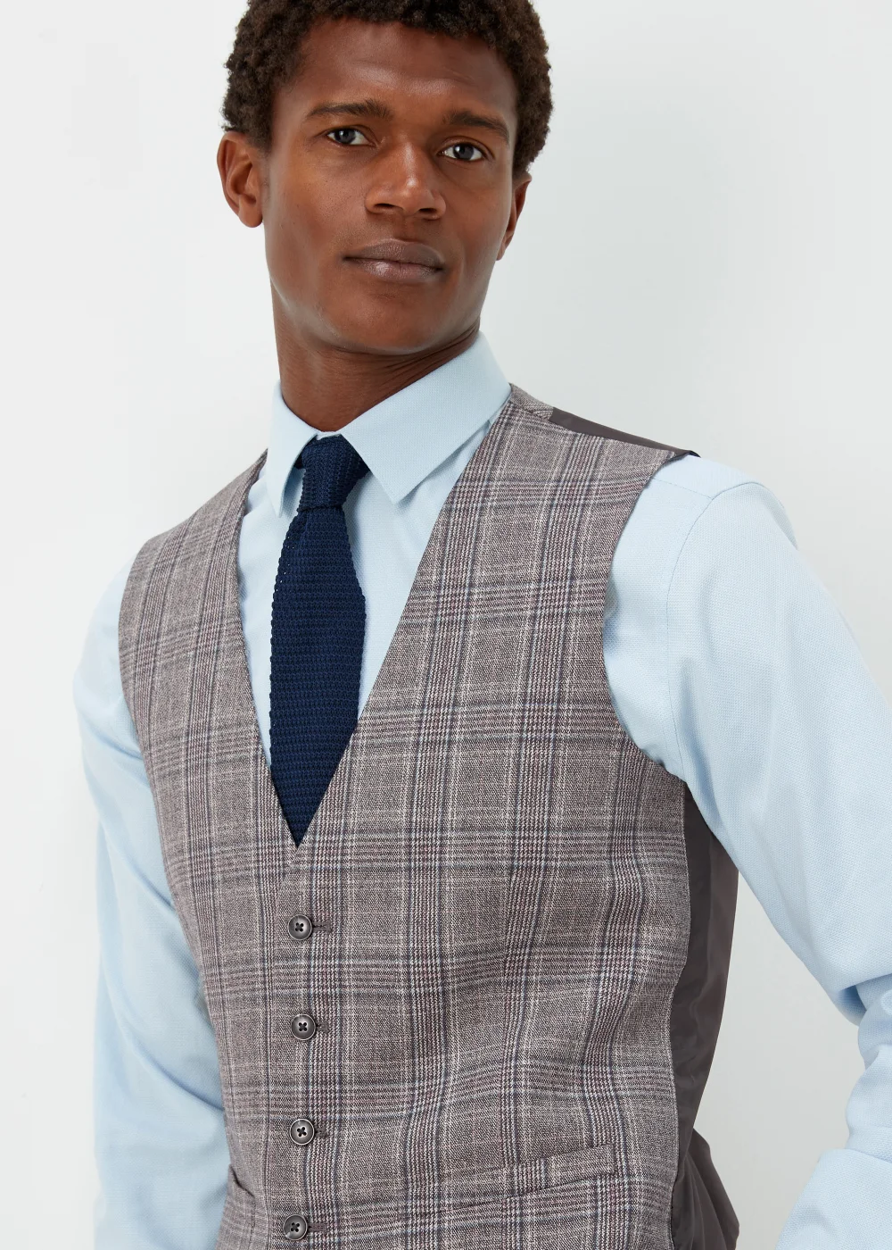 Taylor & Wright Lambeth Charcoal Check Suit Waistcoat - Small Image 3
