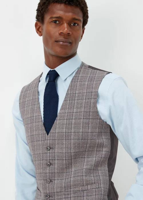 Taylor & Wright Lambeth Charcoal Check Suit Waistcoat - Small Image 3