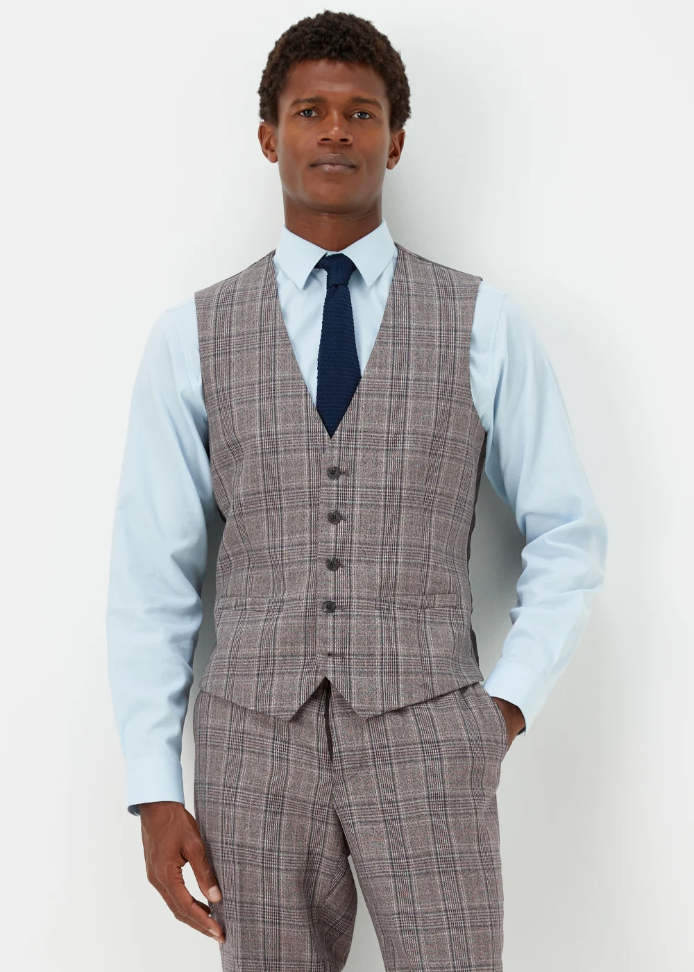 Taylor & Wright Lambeth Charcoal Check Suit Waistcoat - Small Image 1