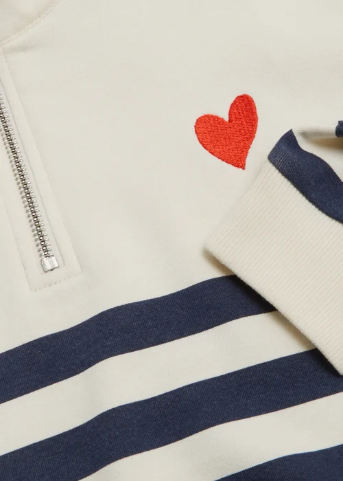 Girls Cream Stripe Half Zip Jumper (4-13yrs) - 4 Yrs Image 2