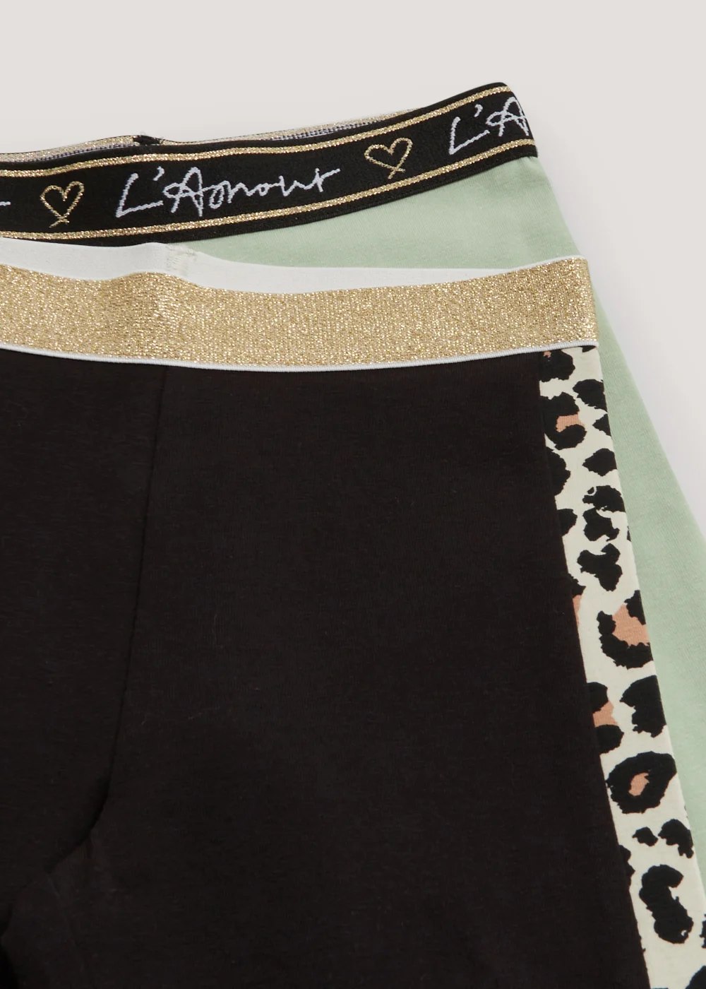 Girls 2 Pack Khaki Sassy Glitter Print Leggings (4-13yrs) - Age 4 Years Image 2