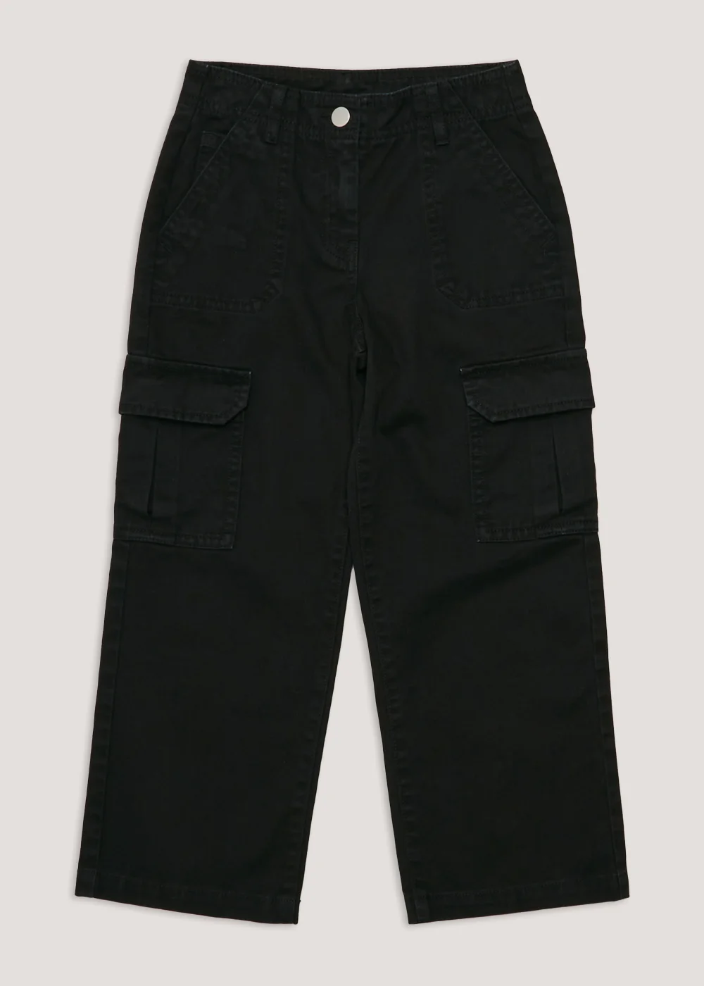 Girls Black Straight Fit Cargo Trousers (4-15yrs) - 8 Yrs Image 1