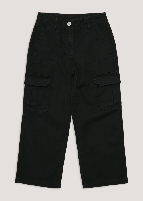 Girls Black Straight Fit Cargo Trousers (4-15yrs) - 8 Yrs Image 1