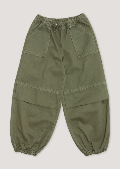Girls Khaki Parachute Cargo Trousers (4-13yrs) - Age 4 Years Image 1