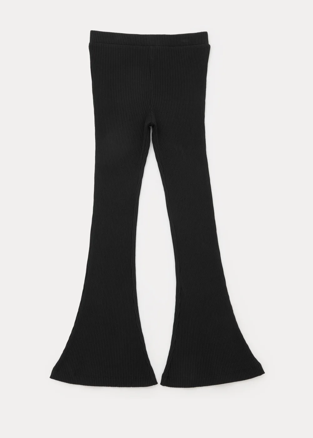 Girls Black Ribbed Flared Leggings (4-15yrs) - 8 Yrs Image 1