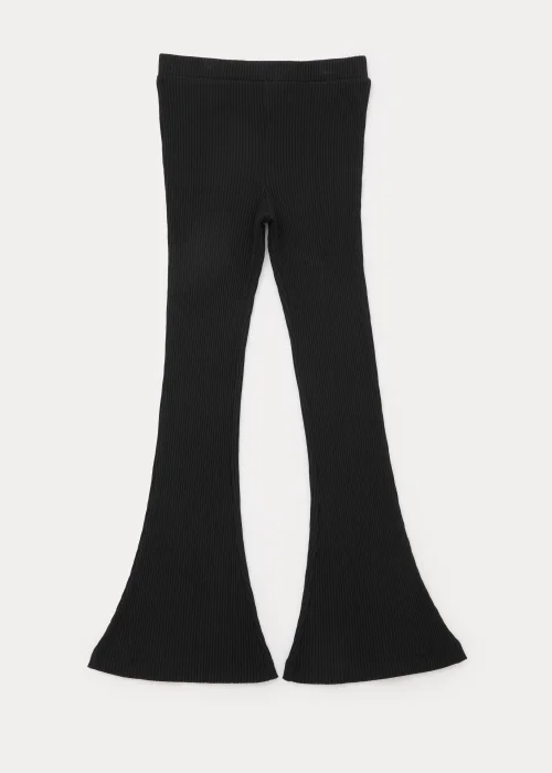 Girls Black Ribbed Flared Leggings (4-15yrs) - 8 Yrs Image 1