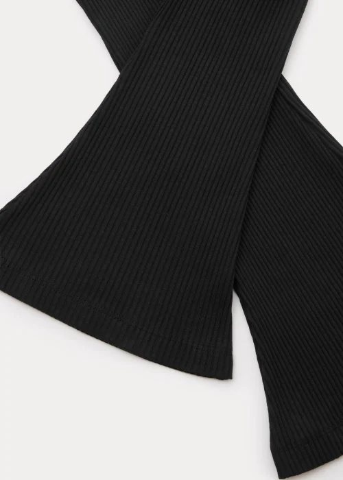 Girls Black Ribbed Flared Leggings (4-15yrs) - 8 Yrs Image 2