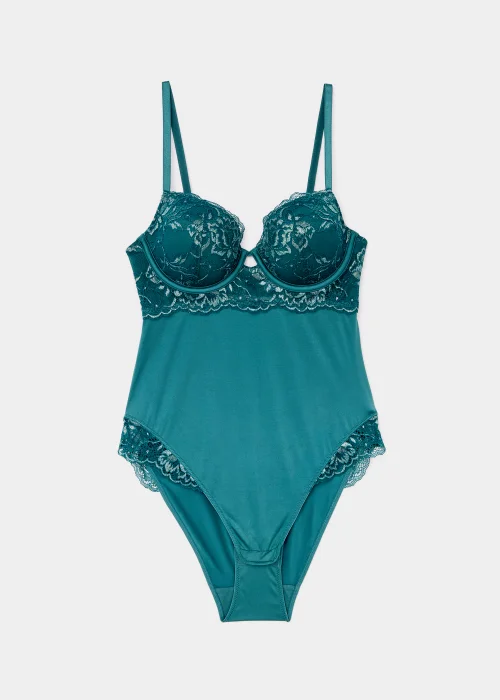 Green Metallic Lace Bodysuit - 32B Image 4