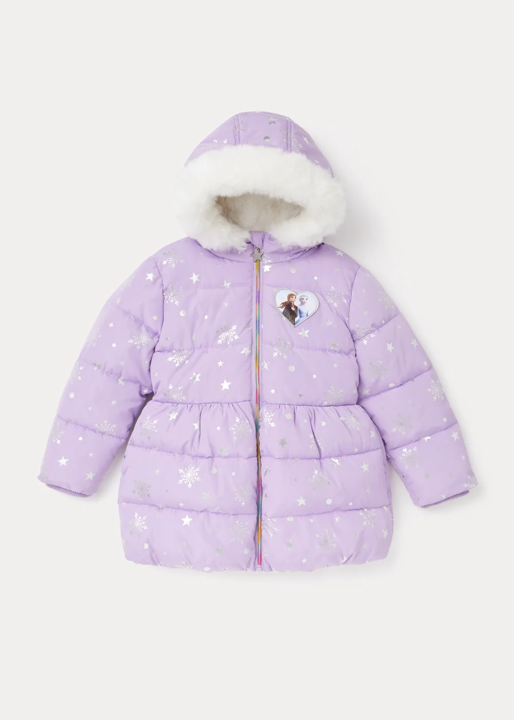 Kids Lilac Disney Frozen Padded Shower-Resistant Coat (3-9yrs) - Age 3 Years Image 1