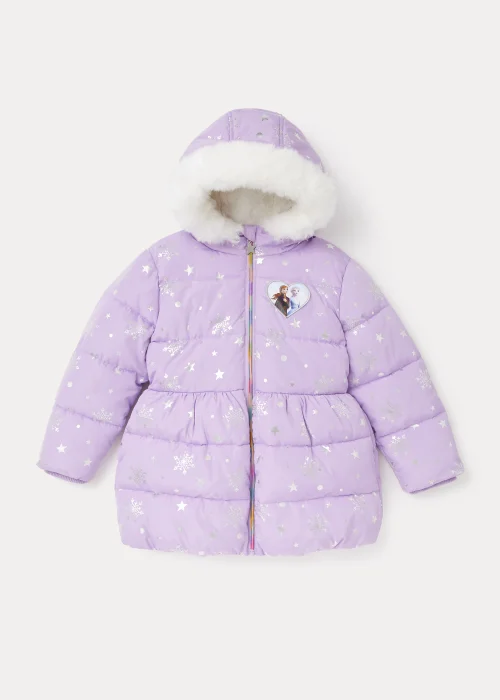 Kids Lilac Disney Frozen Padded Shower-Resistant Coat (3-9yrs) - Age 3 Years Image 1