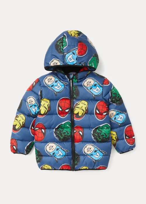 Kids Navy Marvel Print Shower-Resistant Coat (3-9yrs) - Age 3 Years Image 1