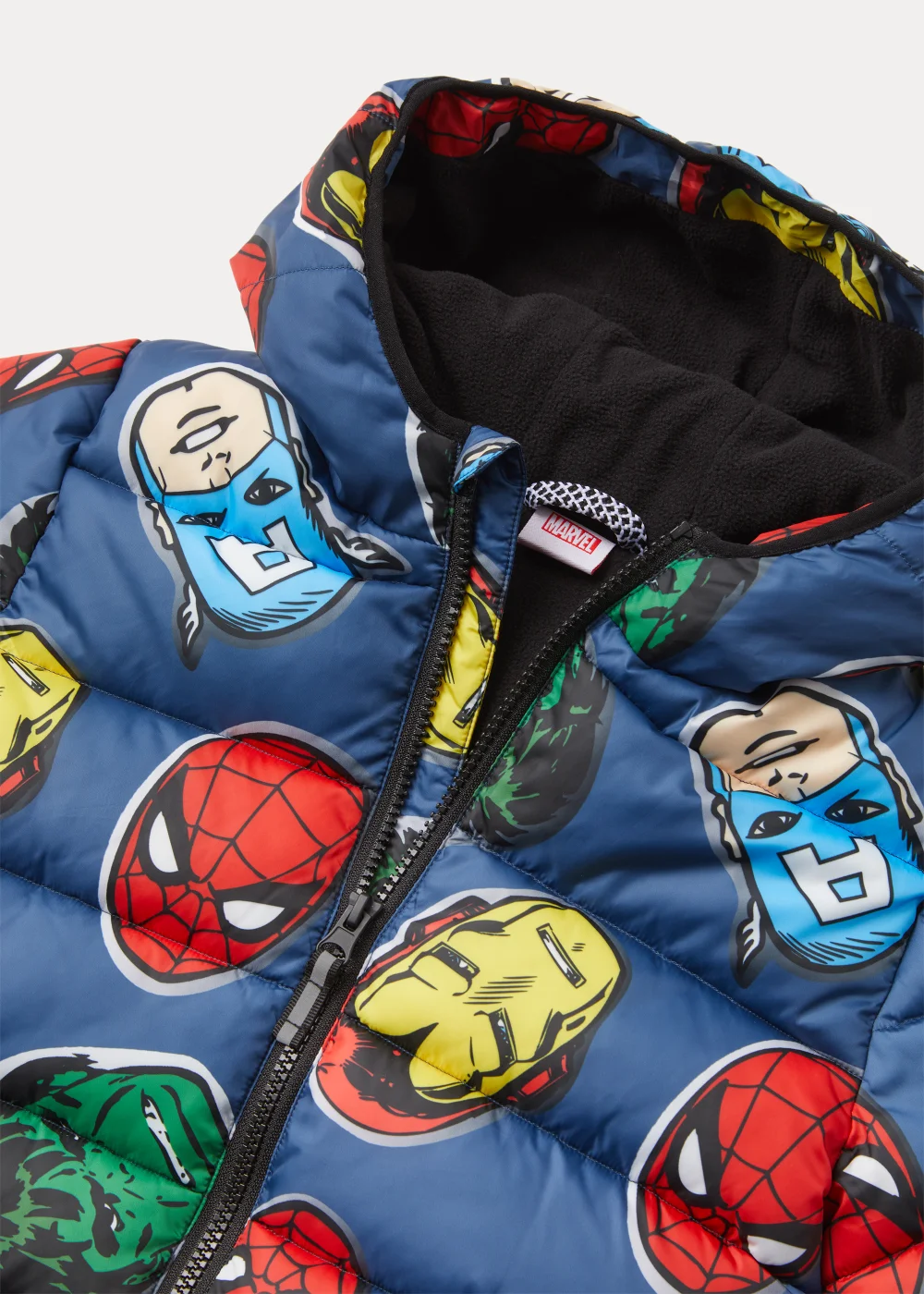 Kids Navy Marvel Print Shower-Resistant Coat (3-9yrs) - Age 3 Years Image 2