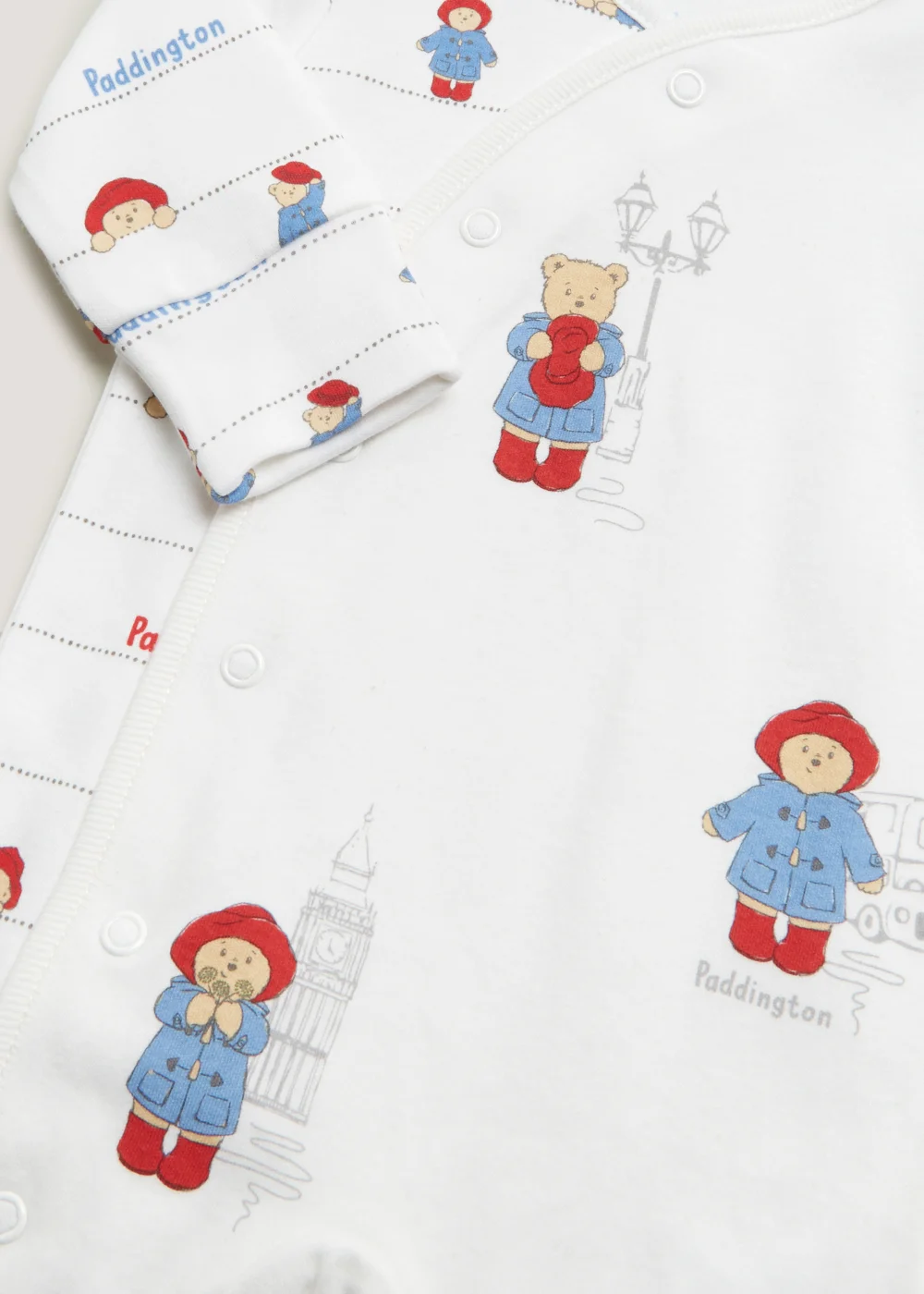 Baby White Paddington Bear Sleepsuit (Newborn-12mths) - Newborn Image 2
